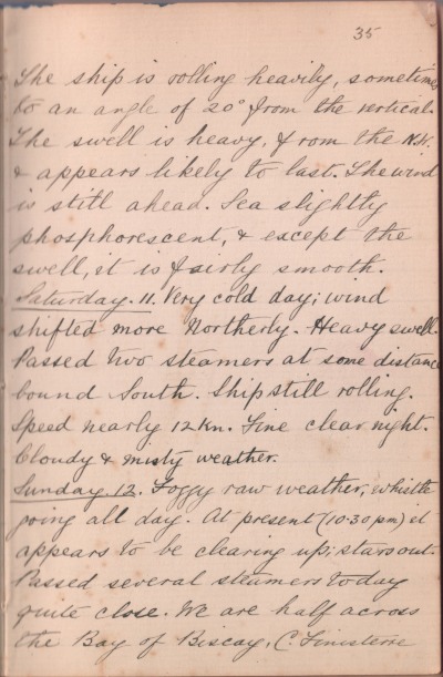 11 January 1890 journal entry